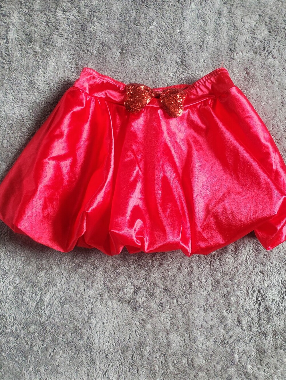 ​Weissman Red Satin Bubble Skirt Glitter Bow Dance Costume Small Child SC
